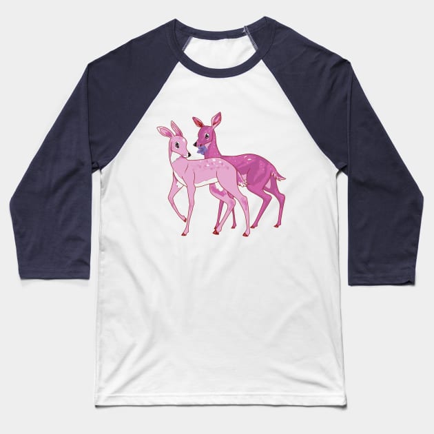 Pink Doe Couple | Lesbian Pride Deer Baseball T-Shirt by GeorgiaGoddard